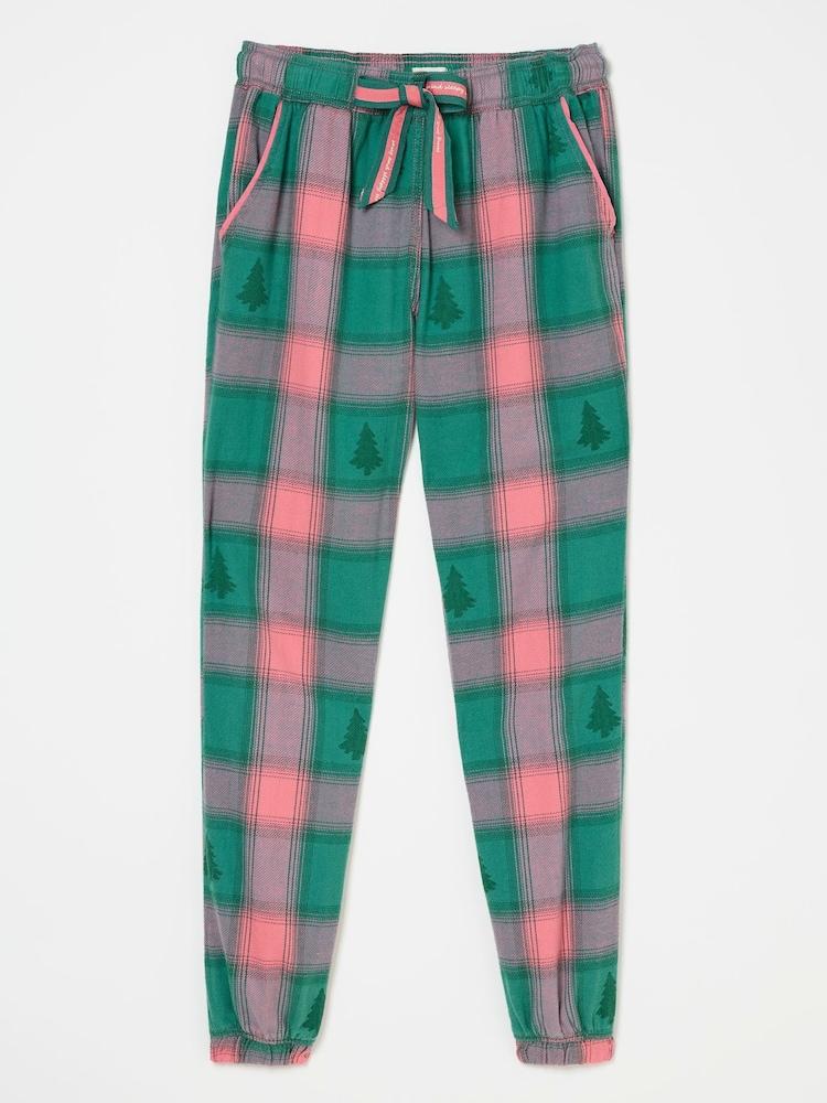 fat face Christmas Cora Green Check Pyjama Bottoms
