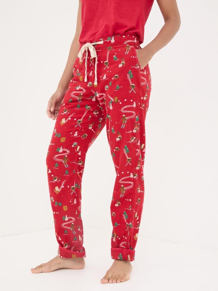 Fat Face Christmas Eva Red Food Pyjama Bottoms