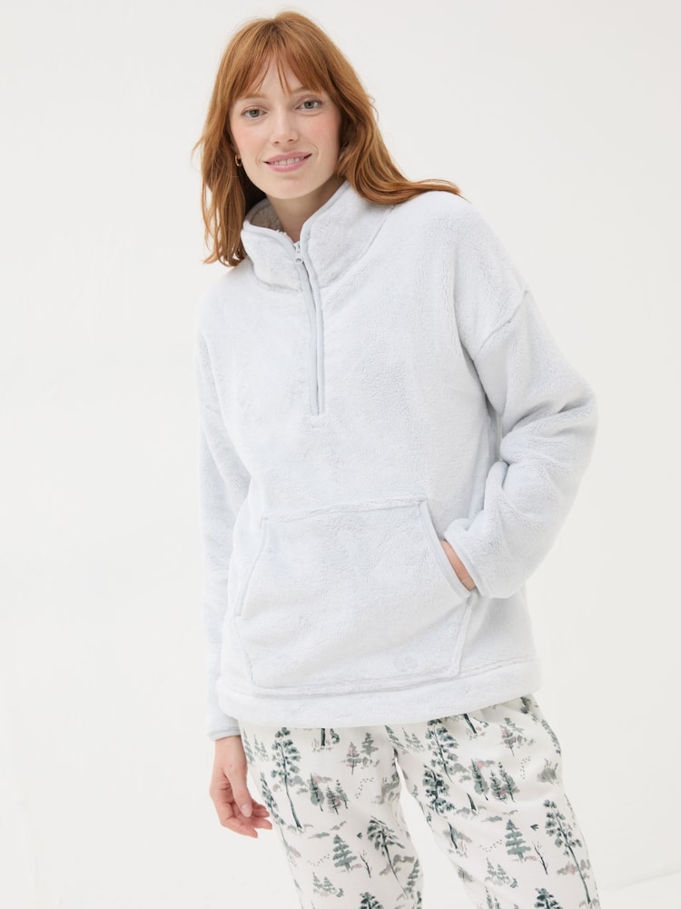 Fat Face Christmas Snuggle Grey Half Zip Fleece