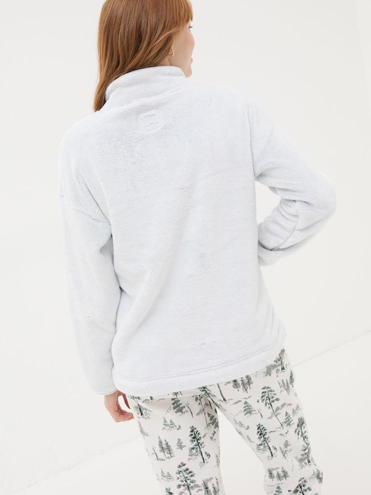 Fat Face Christmas Snuggle Grey Half Zip Fleece