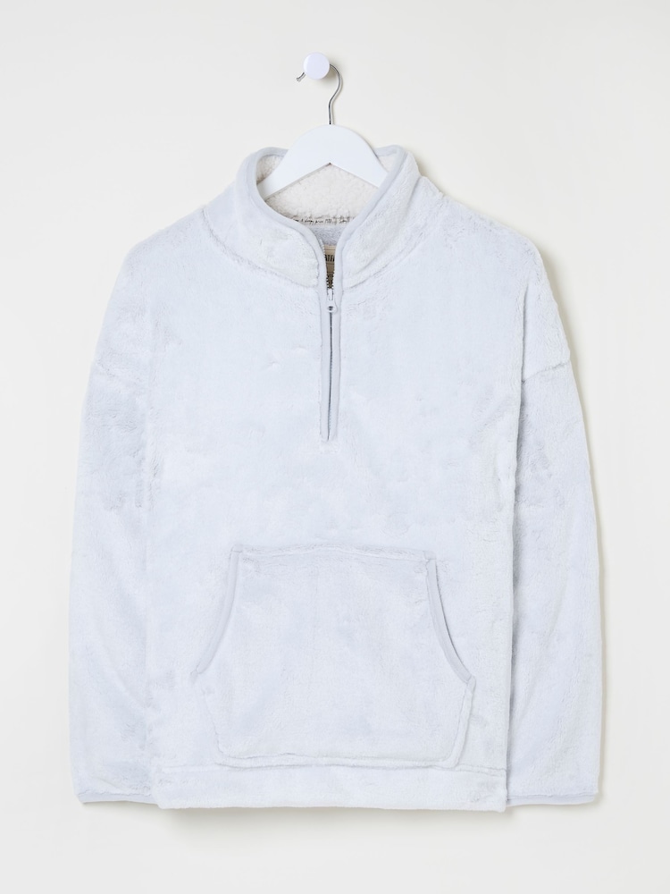 fat face Christmas Snuggle Grey Half Zip Fleece