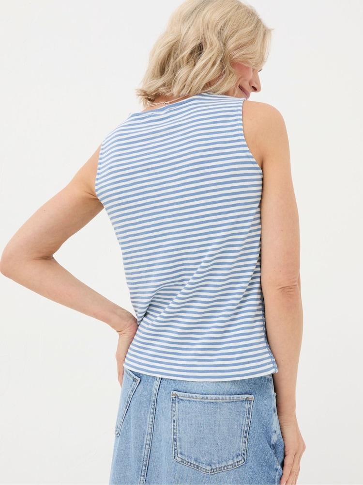 Fat Face Claudia Blue Stripe Button Tank