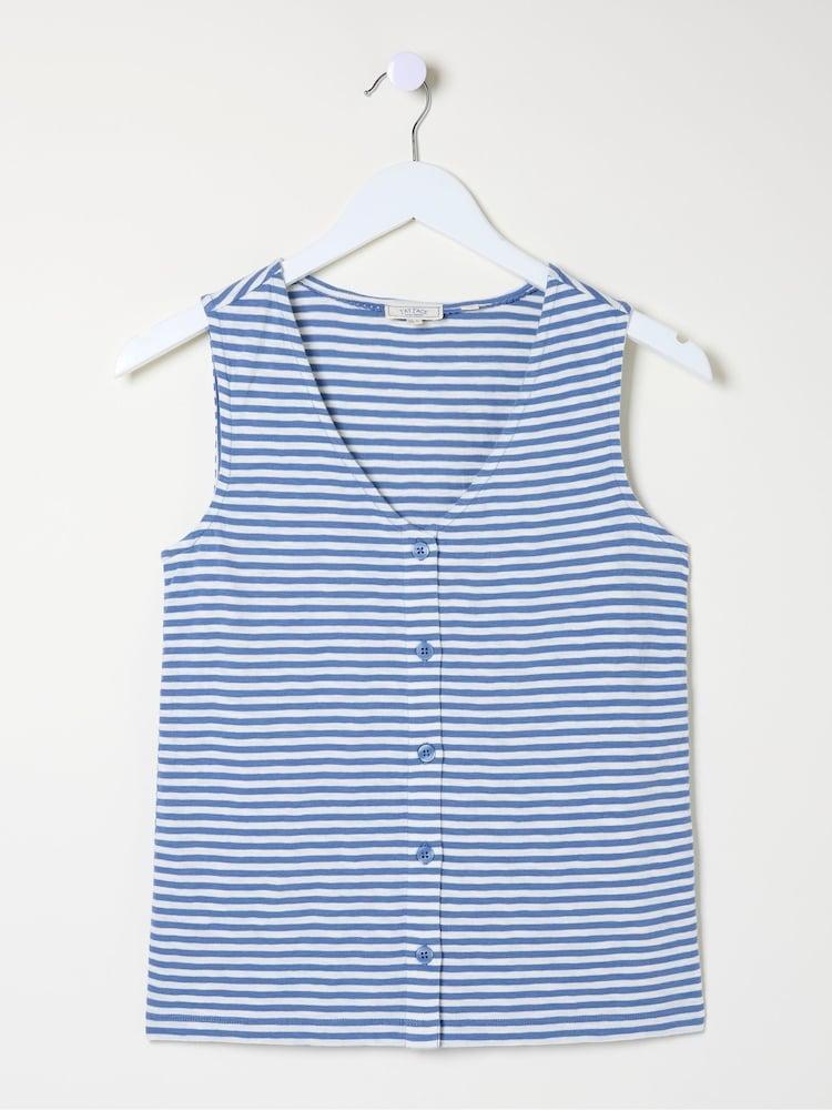 fat face Claudia Blue Stripe Button Tank