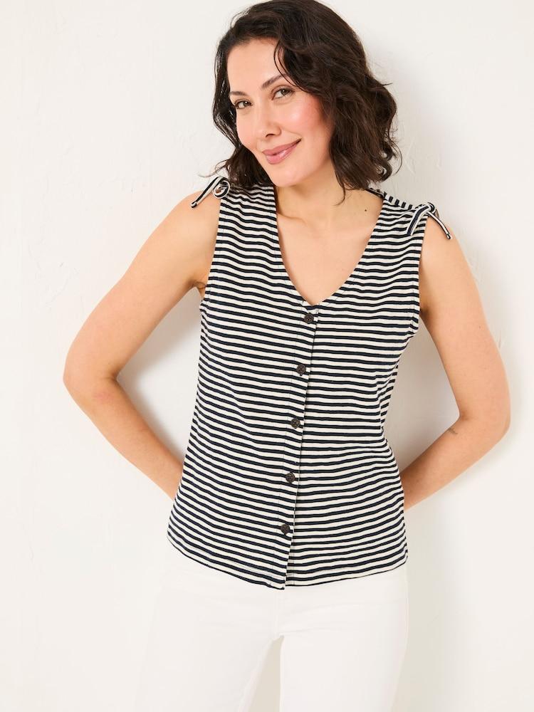 Fat Face Claudia Navy Stripe Jersey Tank