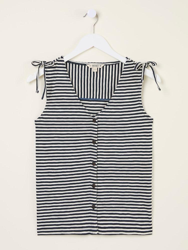 fat face Claudia Navy Stripe Jersey Tank