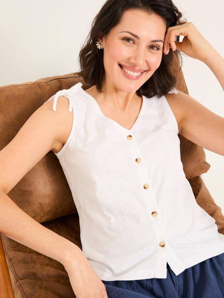 Fat Face Claudia White Stripe Jersey Tank