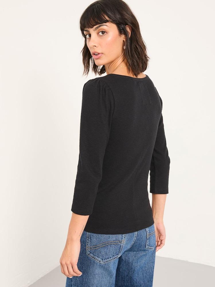 Fat Face Connie Black Henley Top