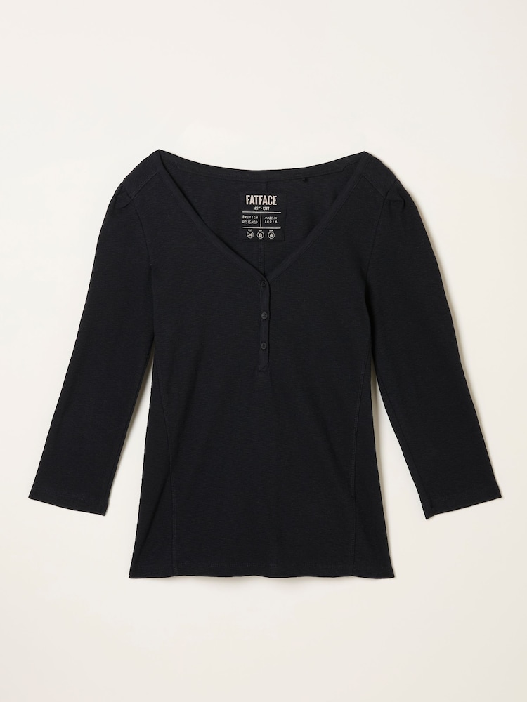 fat face Connie Black Henley Top