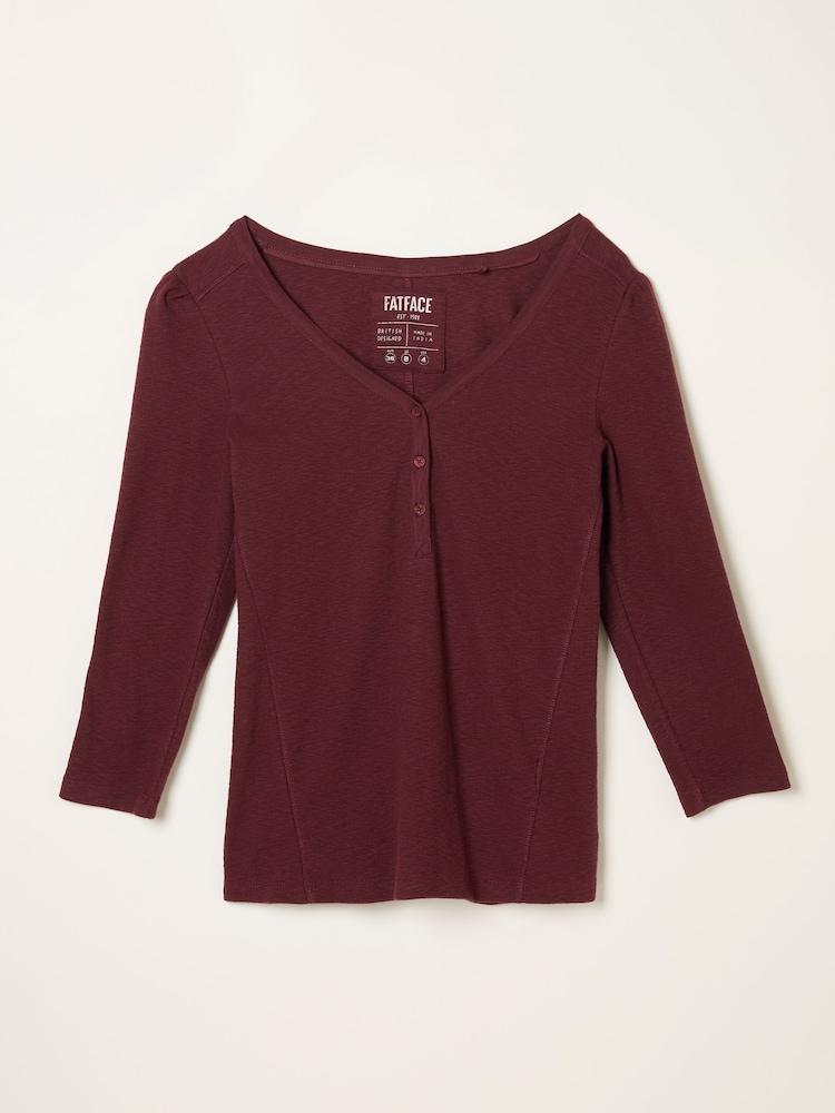 fat face Connie Burgundy Henley Top
