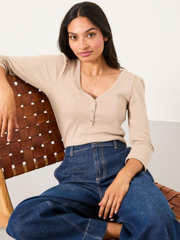 Fat Face Connie Ecru Henley Top