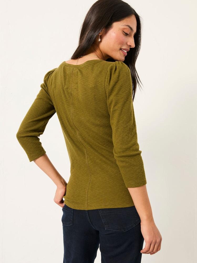 Fat Face Connie Olive Green Henley Top