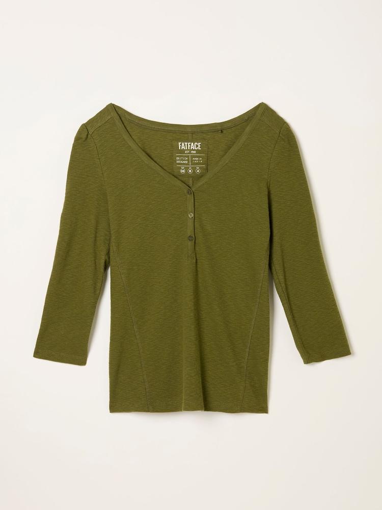 fat face Connie Olive Green Henley Top