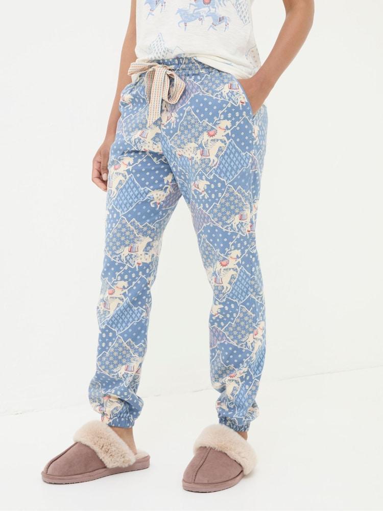 Fat Face Cora Blue Horse Pyjama Bottoms