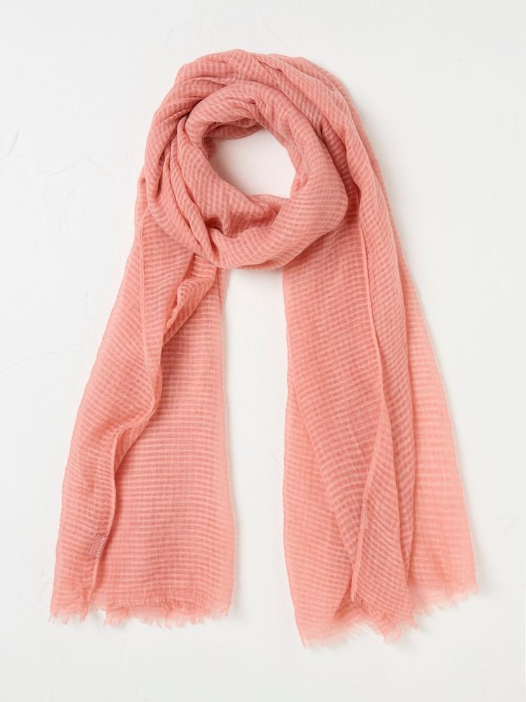 Fat Face Coral Pink Semi Plain Lightweight Scarf