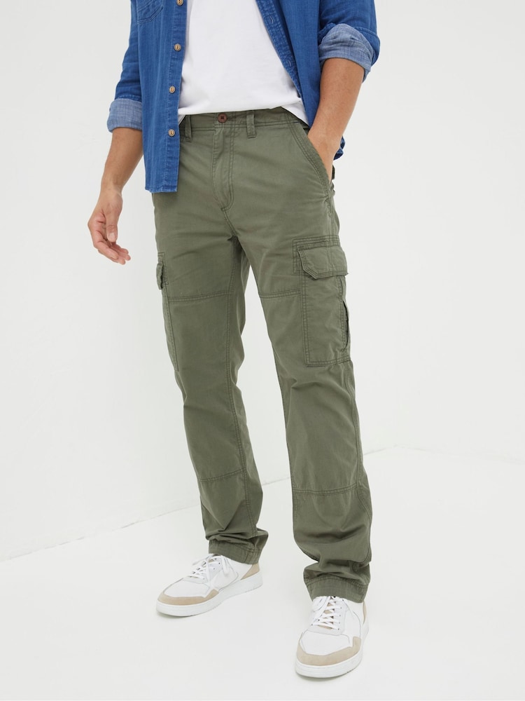 Fat Face Corby Green Straight Cargo Trousers