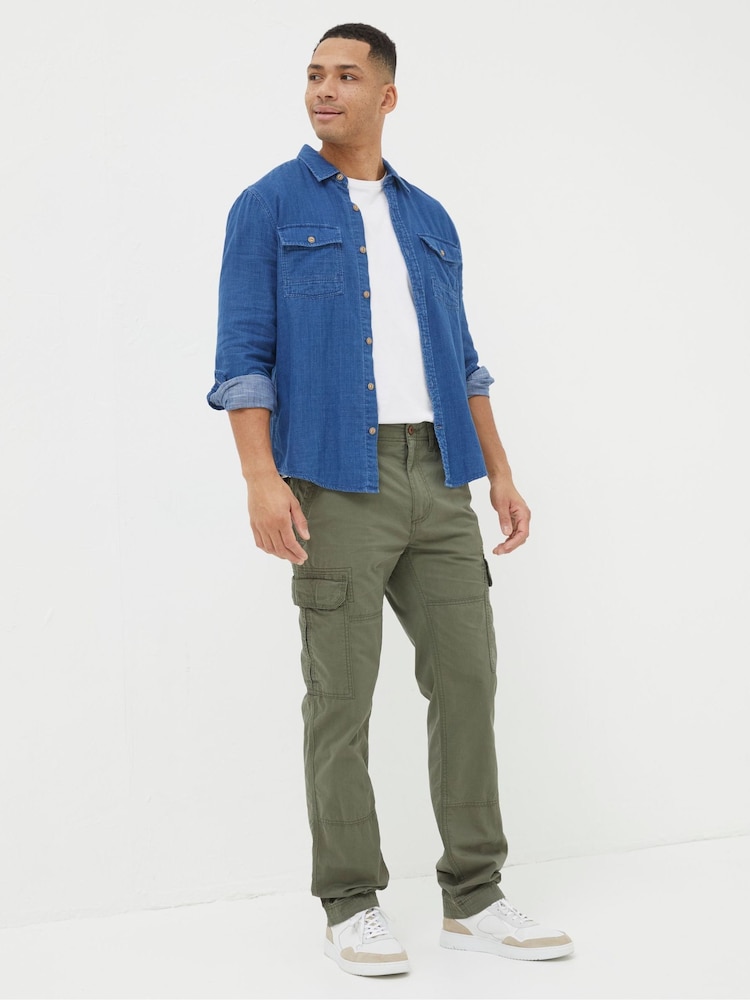 Fat Face Corby Green Straight Cargo Trousers