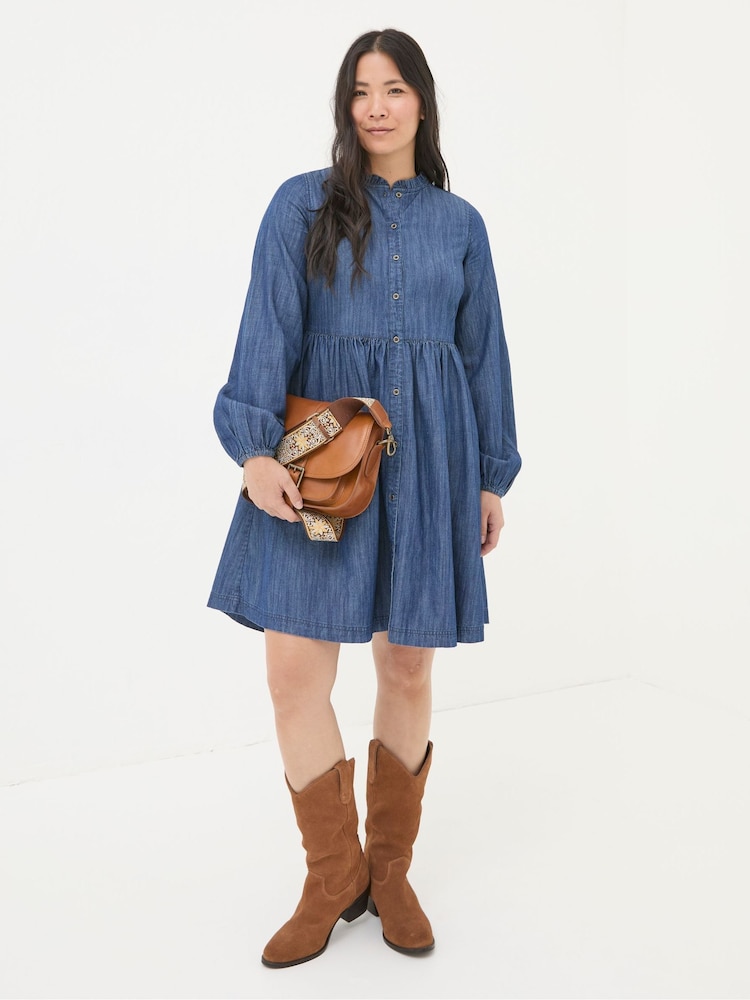 Fat Face Corrie Blue Denim Dress