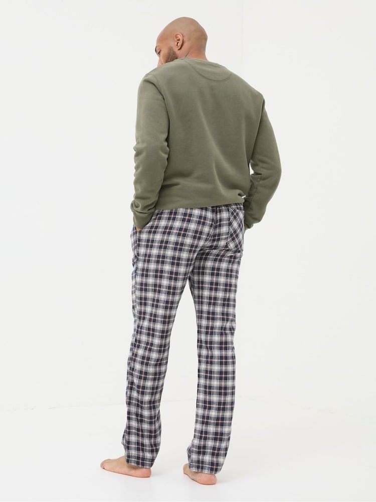 Fat Face Cranleigh Navy Blue Check Pyjama Bottoms