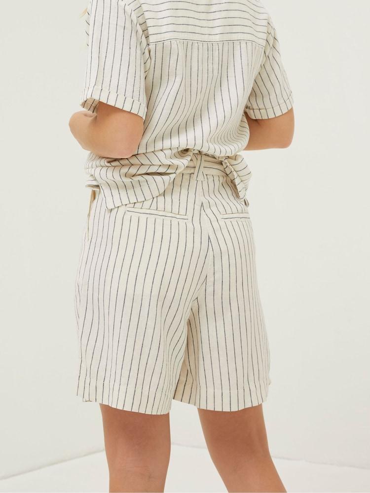Fat Face Cream Deal A-Line Stripe Linen Shorts