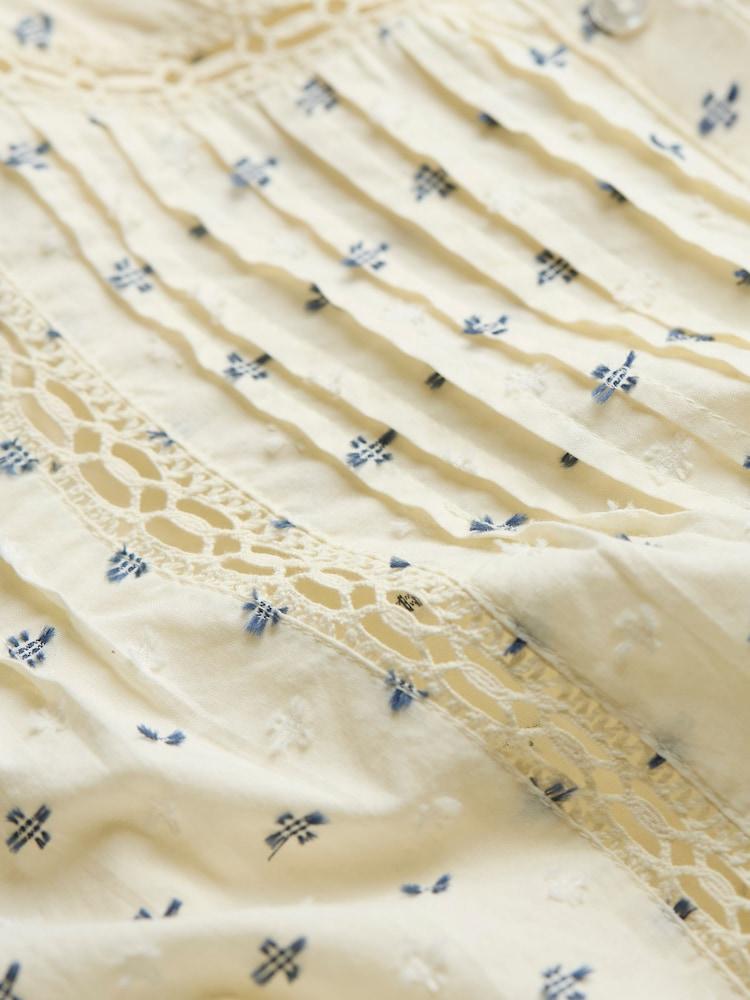 fat face Cream Fern 100% Cotton Embroidered Blouse