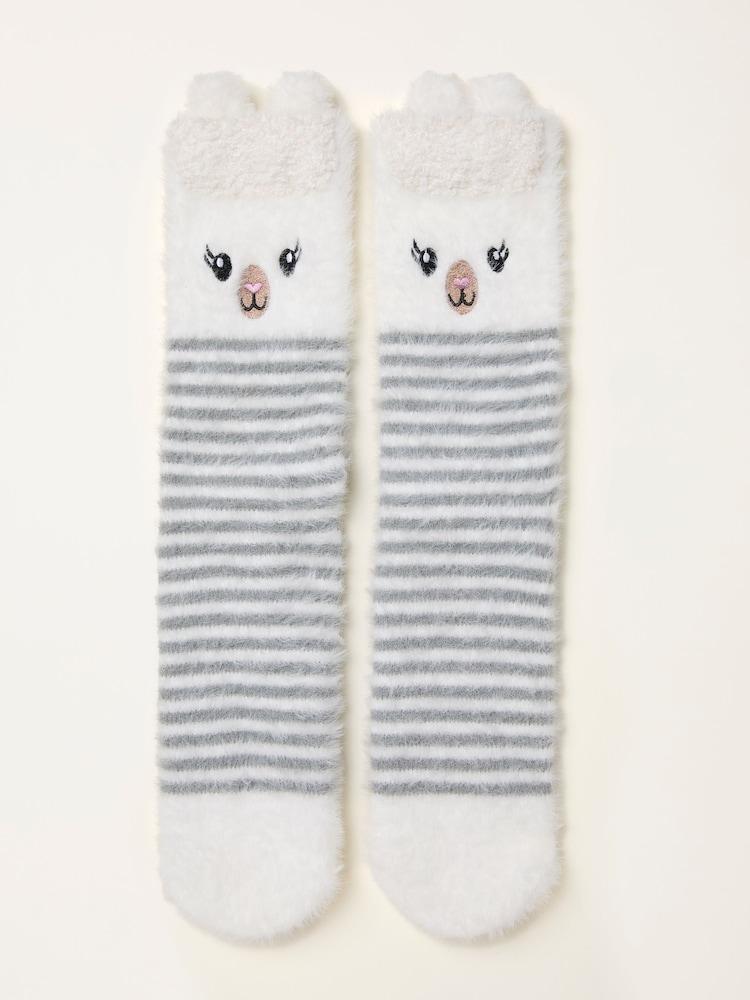 Fat Face Cream Fluffy Llama Socks