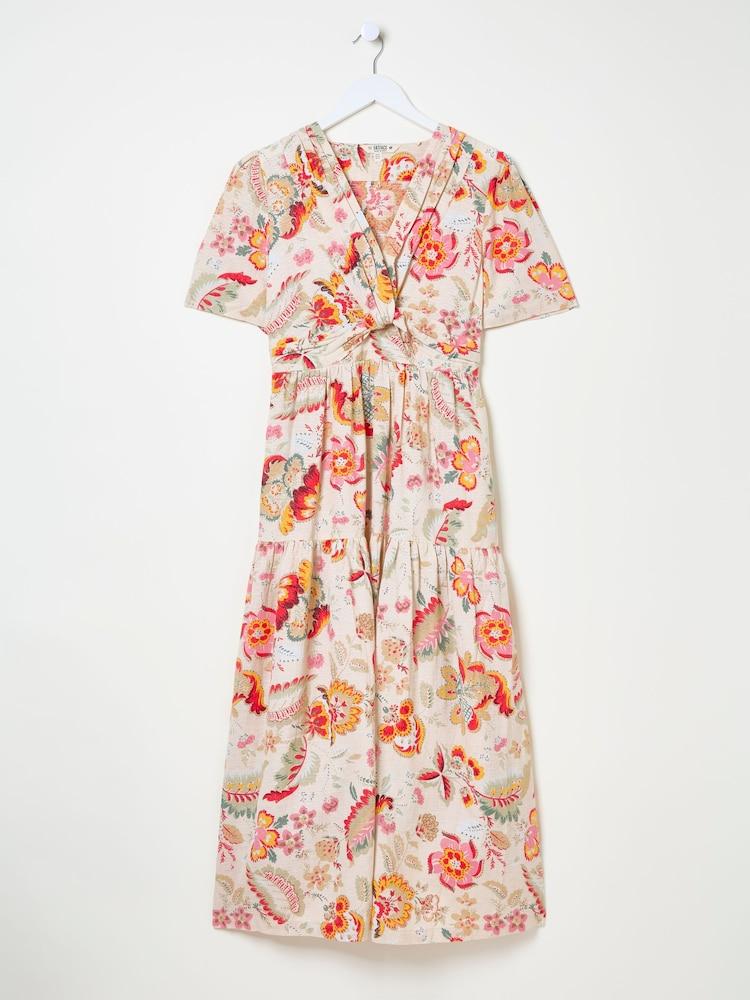 fat face Cream Historical Floral Gigi Midi Dress