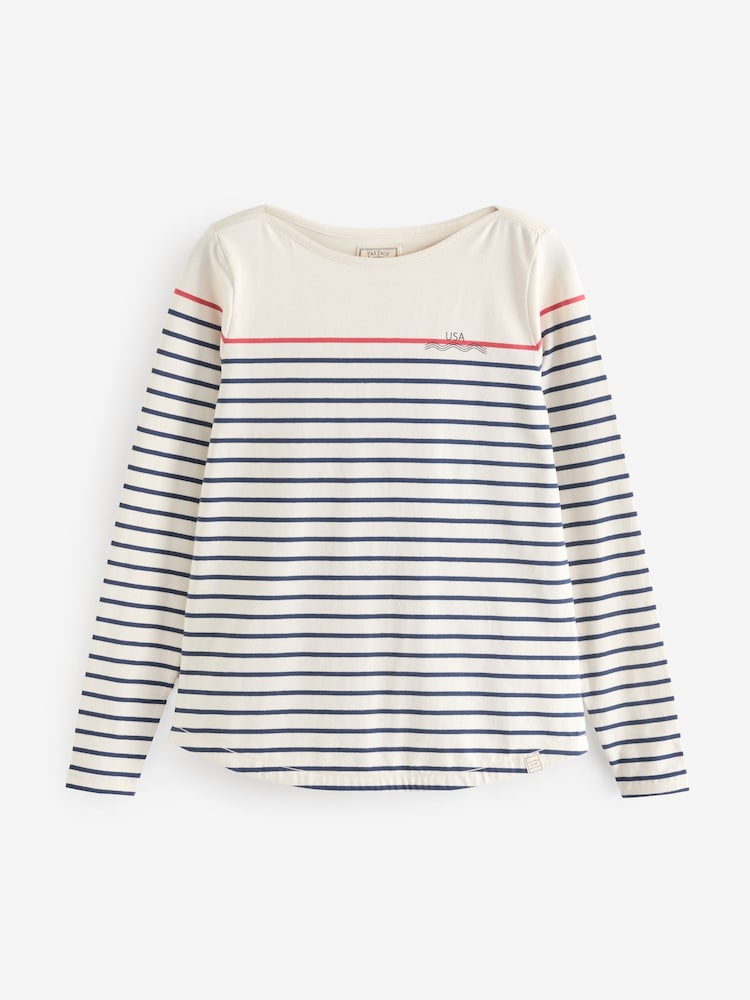 fat face Cream Ivory Usa Breton T-Shirt