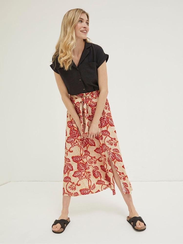 Fat Face Cream Sascha Vine Floral Midi Skirt
