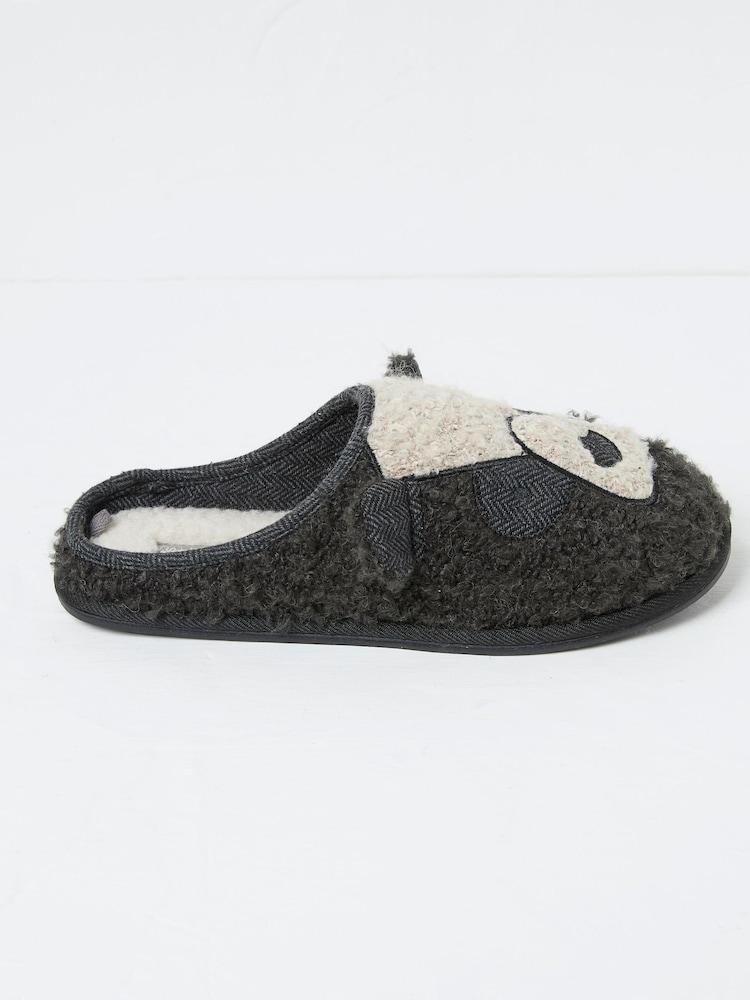 Fat Face Cubby Dark Grey Cubby Bear Slippers