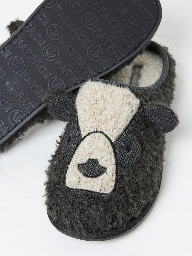 Fat Face Cubby Dark Grey Cubby Bear Slippers