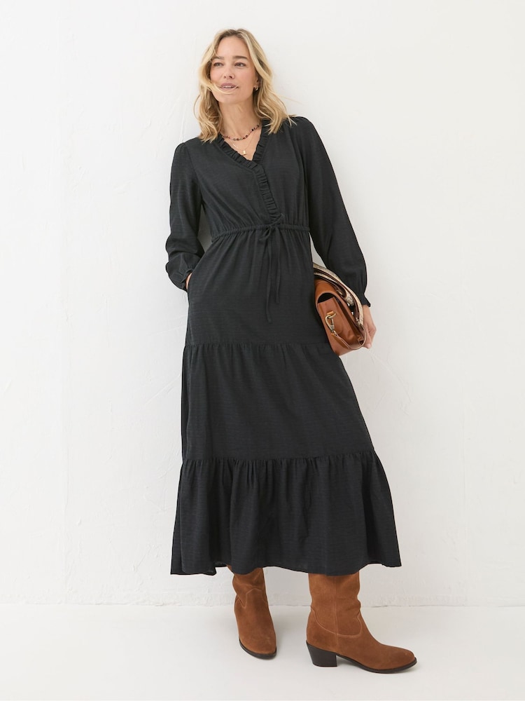 Fat Face Dahlia Black Maxi Dress