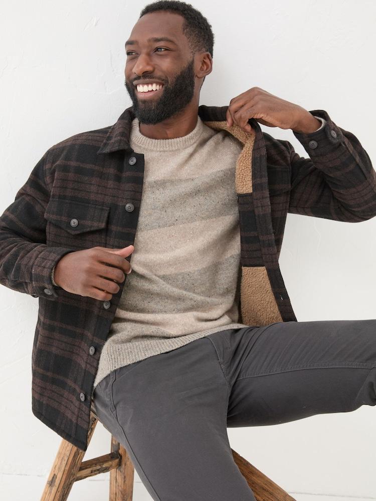 Fat Face Dark Brown Fjord Check Overshirt