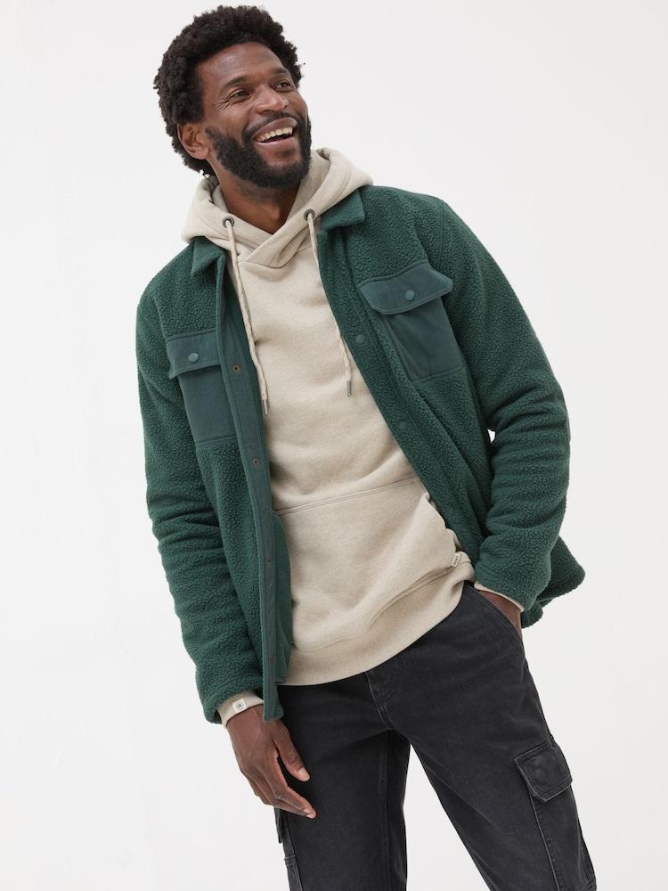 Fat Face Dark Green Fleece Overshirt