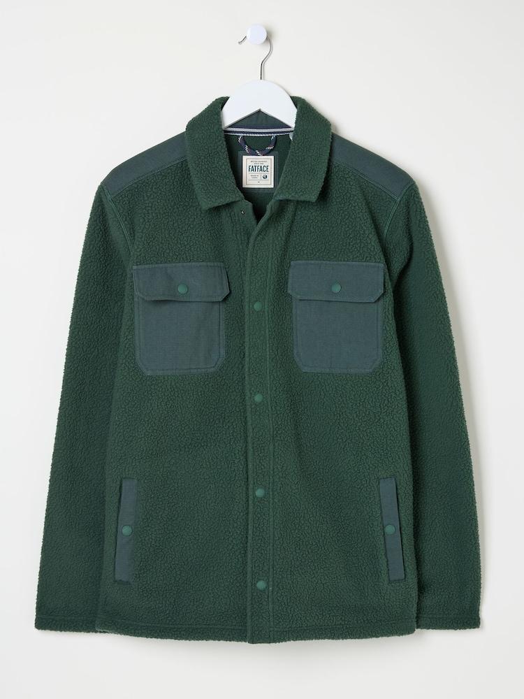 fat face Dark Green Fleece Overshirt