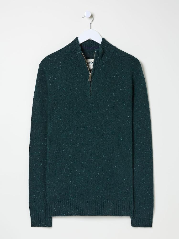 fat face Dark Green Lambswool Half Neck Jumper