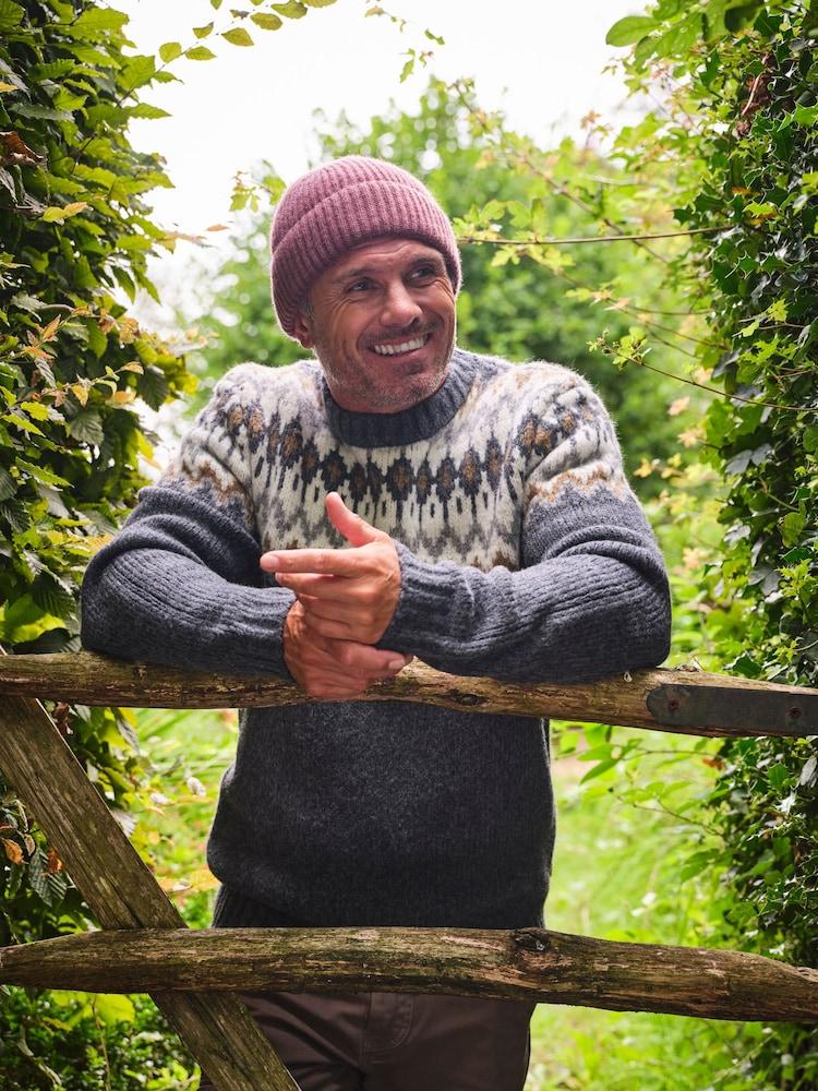 Fat Face Dark Grey Fairisle Pattern Jumper
