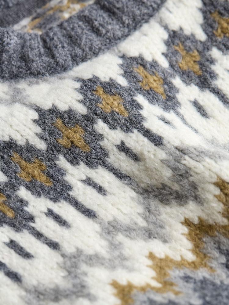 fat face Dark Grey Fairisle Pattern Jumper