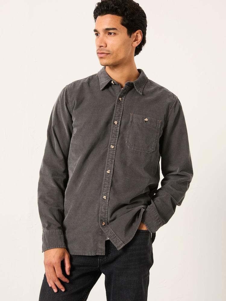 Fat Face Dark Grey Long Sleeve Cord Shirt
