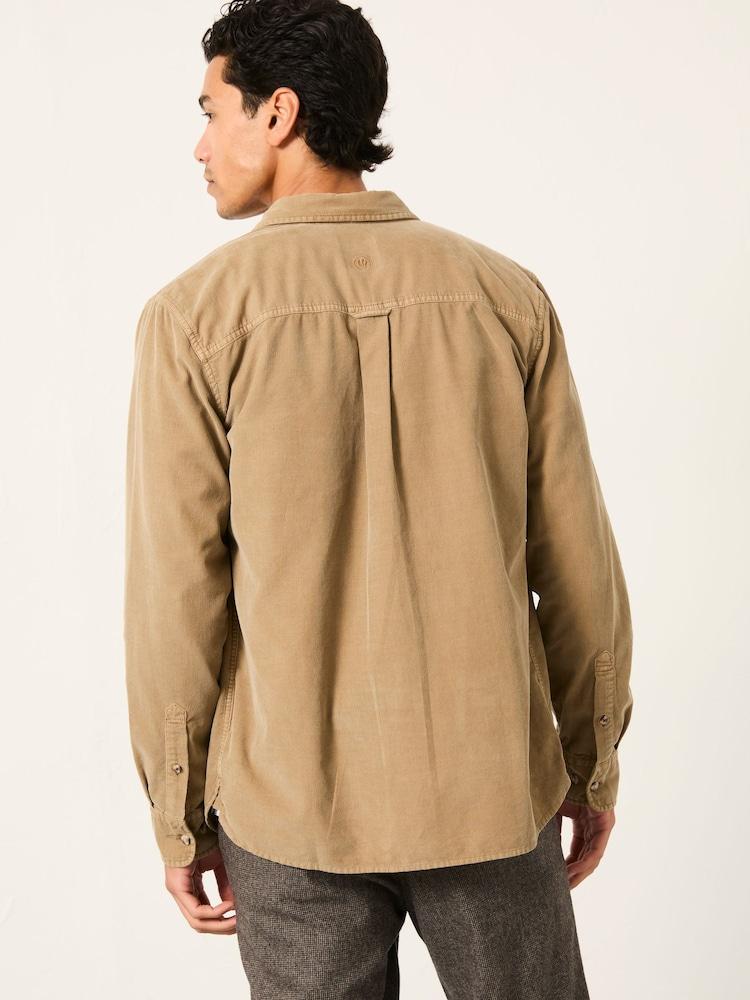 Fat Face Dark Natural Long Sleeve Cord Shirt