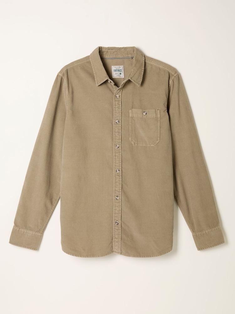 fat face Dark Natural Long Sleeve Cord Shirt