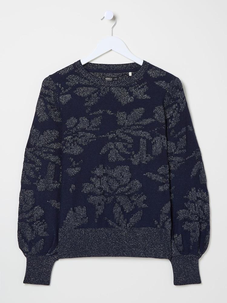 fat face Dark Navy Dark Skies Jacquard Jumper