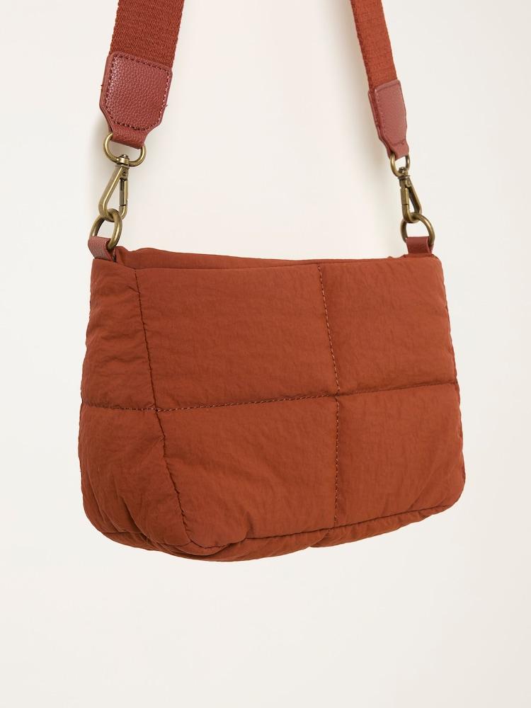 fat face Dark Orange Quilted Nylon Crossbody Bag