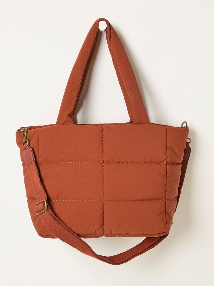 Fat Face Dark Orange Quilted Nylon Tote Bag