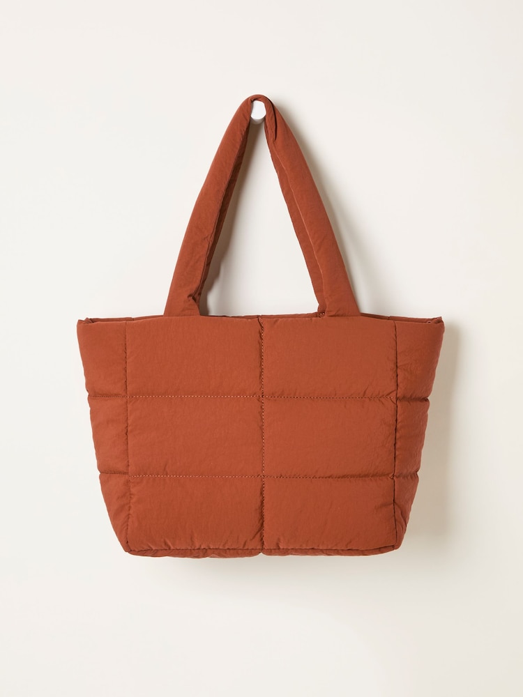 Fat Face Dark Orange Quilted Nylon Tote Bag