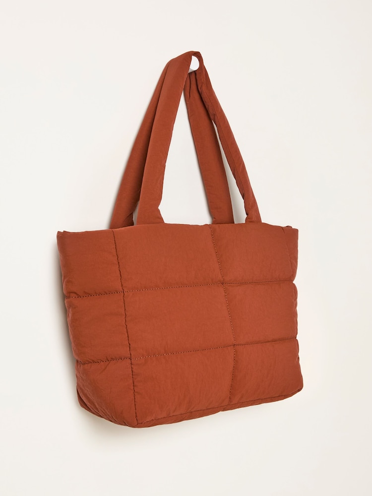 fat face Dark Orange Quilted Nylon Tote Bag
