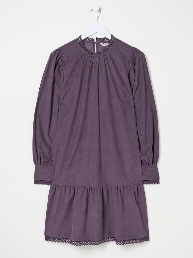fat face Dark Purple Adley Cord 100% Cotton Dress