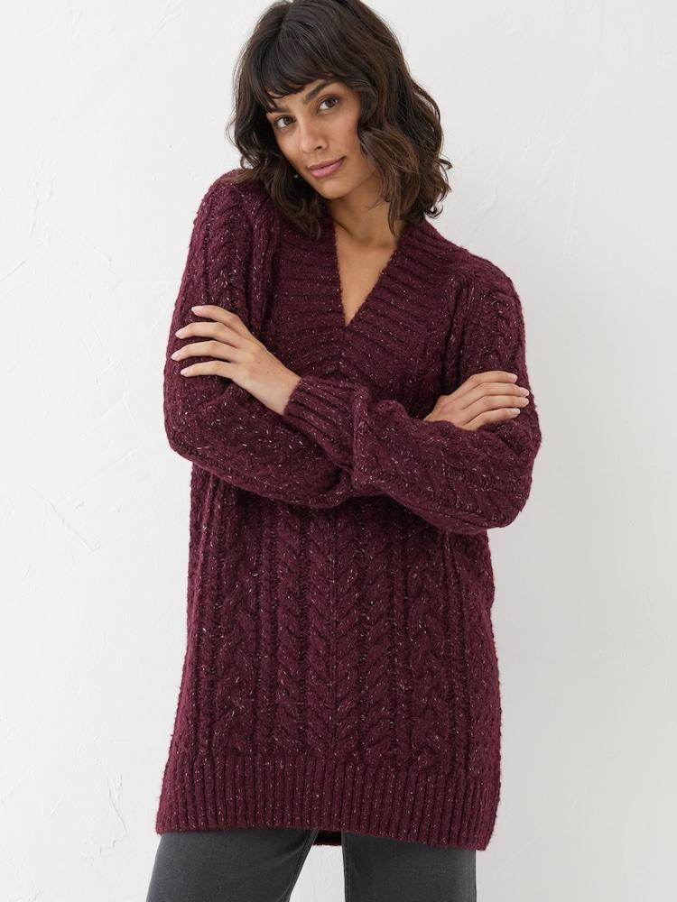Fat Face Dark Red Alicia V-Neck Tunic