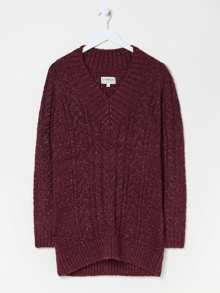 fat face Dark Red Alicia V-Neck Tunic