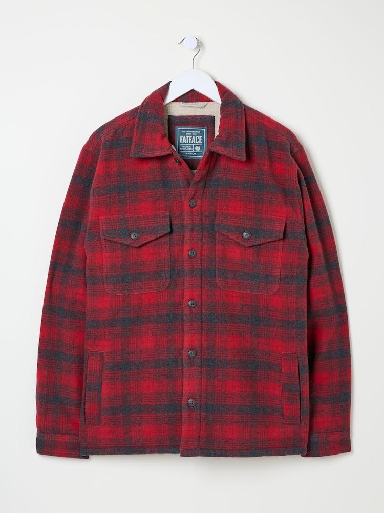 fat face Dark Red Fjord Check Overshirt