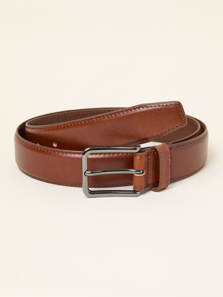 Fat Face Dark Tan Smart Leather Belt